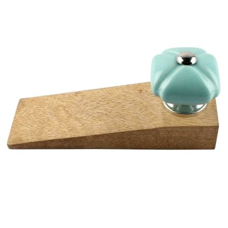2 Pieces Solid Sage Green Square Ceramic Door Stopper